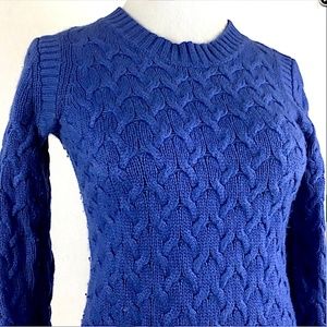J.Crew Classic Blue Cable-Knit Crewneck Sweater